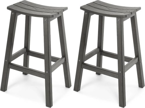 All-Weather Bar Stools Set of 2, 28" Height Outdoor Bar Stools, Never Rot or Fade, for Bar, Kitchen Counter, Deck, and...