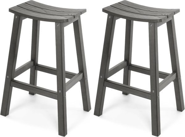 All-Weather Bar Stools Set of 2, 28" Height Outdoor Bar Stools, Never Rot or Fade, for Bar, Kitchen Counter, Deck, and...