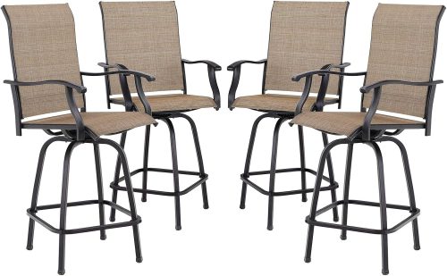 Sophia & William Patio Swivel Bar Stools Set of 4, Bar Height Patio Chair, High Top Patio Chairs, Supports 300 lbs...