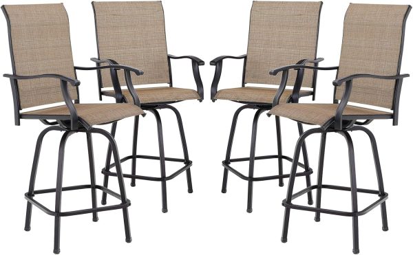 Sophia & William Patio Swivel Bar Stools Set of 4, Bar Height Patio Chair, High Top Patio Chairs, Supports 300 lbs...
