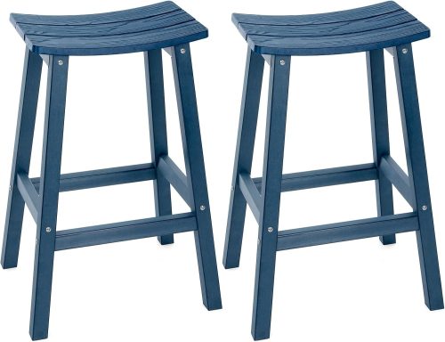 Weatherproof Bar Stools Set of 2, 28" Height Outdoor Bar Stools Holds up to 400 lbs, Saddle Seat, Bar Height Stools for...