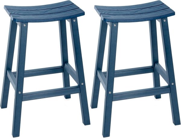 Weatherproof Bar Stools Set of 2, 28" Height Outdoor Bar Stools Holds up to 400 lbs, Saddle Seat, Bar Height Stools for...