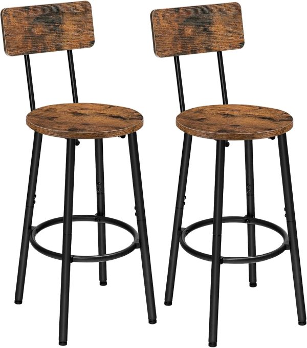 HOOBRO Bar Stools,Set of 2 Round Bar Chairs with Back,25.2" Bar Chairs for Kitchen Island, Dining Room,Counter Height...
