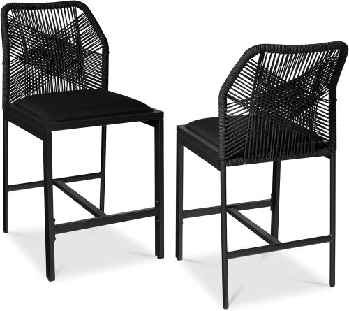 Best Choice Products Indoor Outdoor Counter Height Bar Stools Set of 2, Armless Kitchen Counter Stools w/Back and...