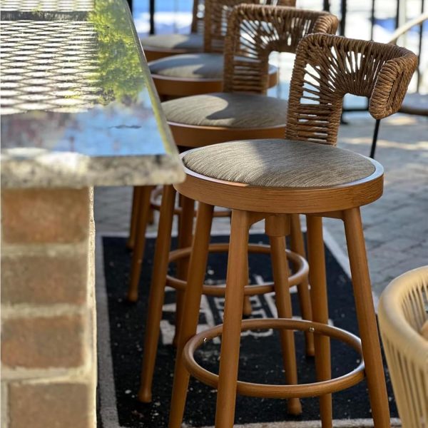 PURPLE LEAF Outdoor Swivel Bar Height Stools Set of 2 Metal Modern Wicker Bar Chairs with Back Aluminum Woven Barstools...