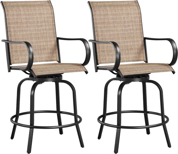 Yaheetech Patio Swivel Bar Stools Outdoor Chairs Set of 2 Outdoor High Bistro Stools Outdoor Furniture, All-Weather...